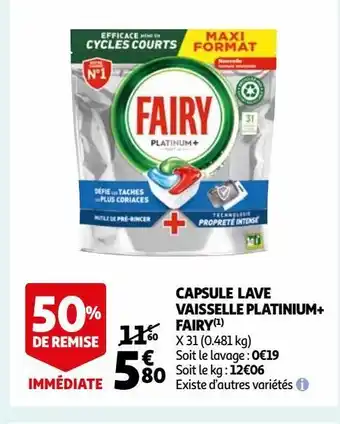 Auchan Capsule lave vaisselle platinium+ fairy(1) offre