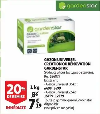 Auchan Gazon universel création ou rénovation gardenstar offre