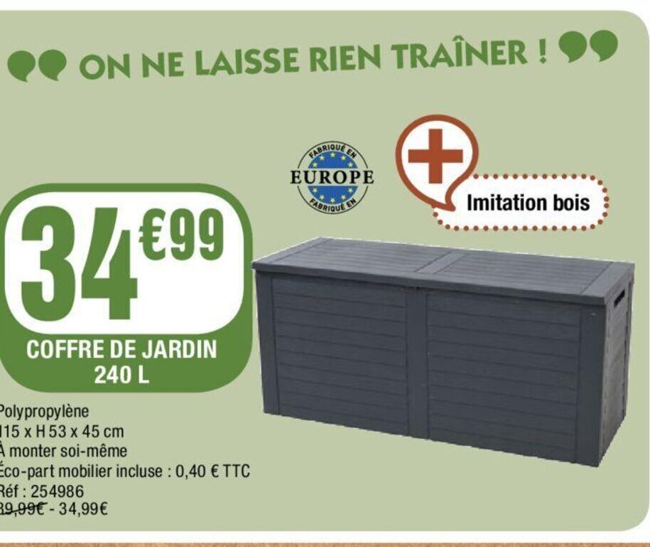 Promo Coffre de Jardin 240L chez La Foir'Fouille