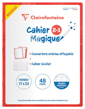 Bureau Vallée CAHIER MAGIQUE COUVERTURE EFFAÇABLE DOUBLE FACE ANTIBACTÉRIENNE offre