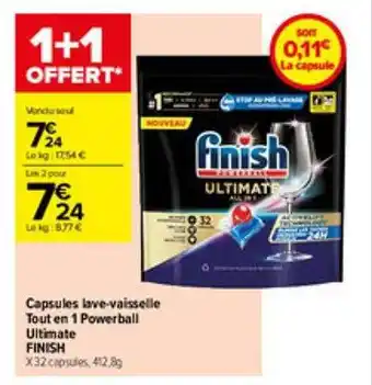 Carrefour Contact Capsules lave-vaisselle tout en 1 powerball ultimate finish offre