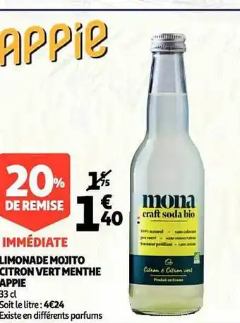 Auchan Limonade mojito citron vert menthe appie offre
