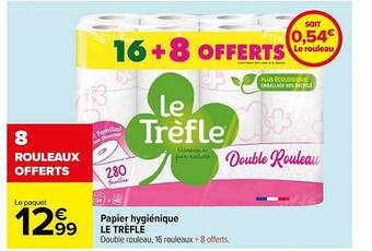 Carrefour Papier hygiénique le trèfle offre