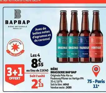 Auchan Bière brasserie bap bap offre