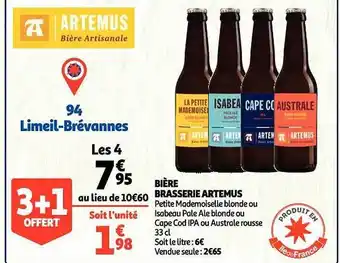 Auchan Bière brasserie artemus offre