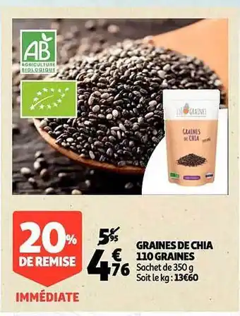 Auchan Graines de chia 110 graines offre