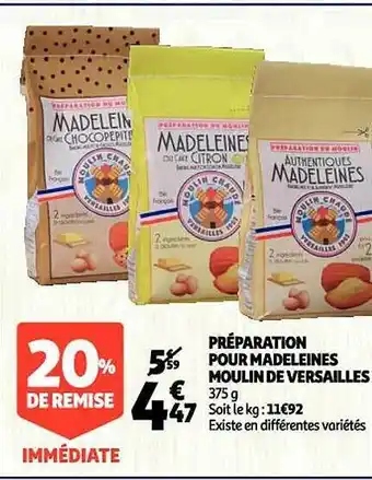Auchan Préparation pour madeleines moulin de versailles offre