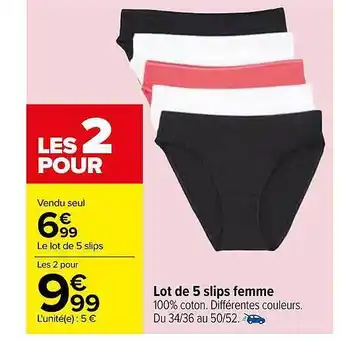 Carrefour Lot de 5 slips femme offre