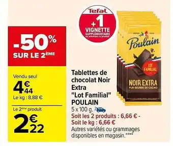Carrefour Tablettes de chocolat noir extra offre