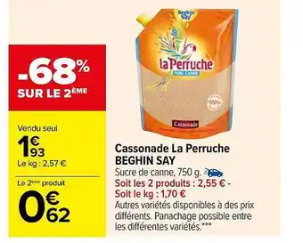 Carrefour Cassonade la perruche beghin say offre