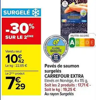 Carrefour Pavés de saumon surgelés carrefour extra offre