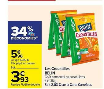 Carrefour Les croustilles belin offre