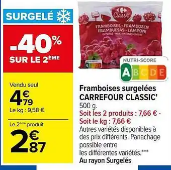 Carrefour Framboises surgelées carrefour classic' offre