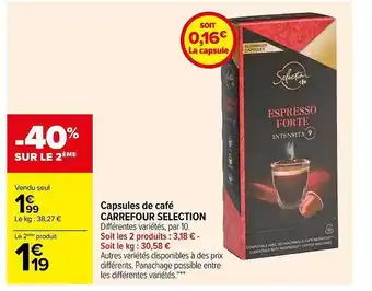 Carrefour Capsules de café carrefour sélection offre