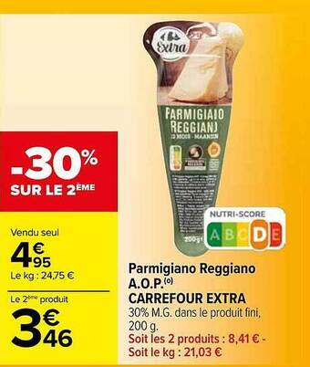 Carrefour Parmigiano reggiano a.o.p. carrefour extra offre