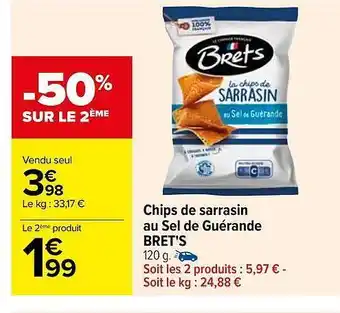 Carrefour Chips de sarrasin au sel de guérande bret's offre