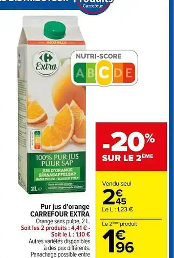 Carrefour Pur jus d'orange carrefour extra offre