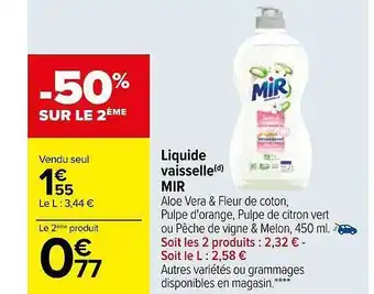 Carrefour Liquide vaisselle mir offre