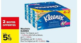 Carrefour Mouchoirs kleenex offre