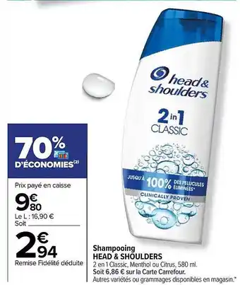 Carrefour Shampooing head & shoulders offre