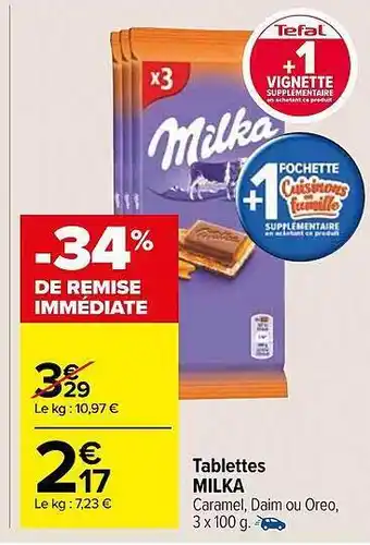 Carrefour Market Tablettes milka offre