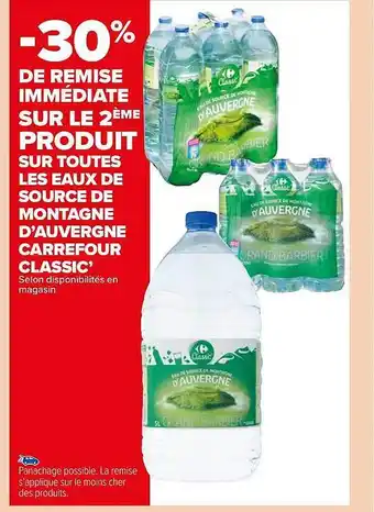 Carrefour Market Les eaux de source de montagne d'auvergne carrefour classic' offre