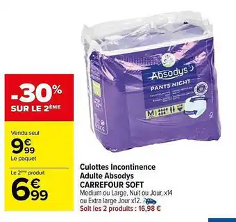 Carrefour Market Culottes incontinence adulte absodys carrefour soft offre
