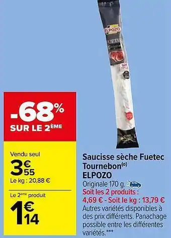 Saucisse sèche fuetec tournebon elpozo