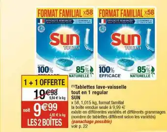 Cora x Carrefour Tablettes lave-vaisselle tout en 1 regular sun offre