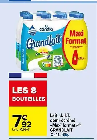 Carrefour Market Lait u.h.t. demi-écrémé «maxi format» grand lait offre