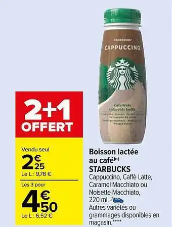 Carrefour Market Boisson lactée au café starbucks offre