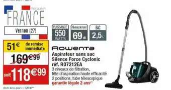 Cora x Carrefour Aspirateur sans sac silence force cyclonic rowenta offre