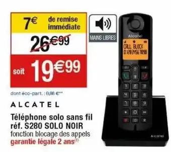 Cora x Carrefour Téléphone solo sans fil alcatel offre