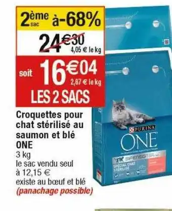 Cora x Carrefour Croquettes pour chat stérilisé au saumon et blé one offre