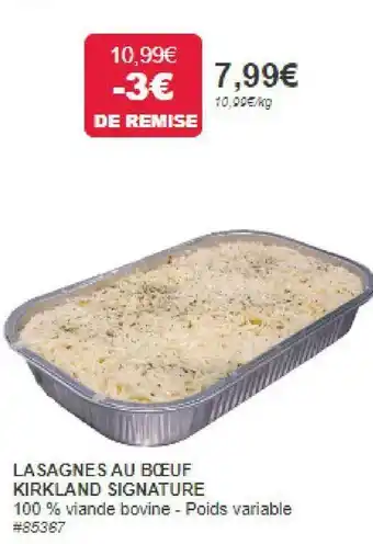 Costco La sagnes au boeuf kirkland signature offre
