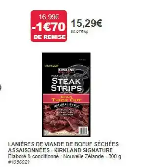 Costco Lanières de viande de boeuf séchées assaisonnées - kirkland signature offre