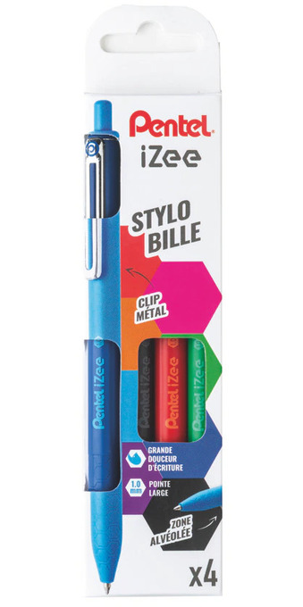 Bureau Vallée 4 STYLOS BILLE RÉTRACTABLES IZEE offre
