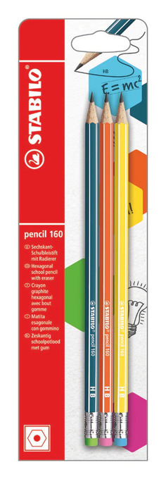 3 CRAYONS DE PAPIER HB EMBOUT GOMME