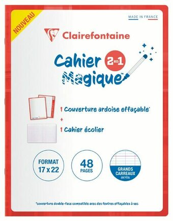 Bureau Vallée CAHIER MAGIQUE COUVERTURE EFFAÇABLE DOUBLE FACE ANTIBACTÉRIENNE offre