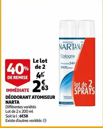 Auchan Supermarché Déodorant atomiseur narta offre