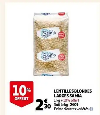 Auchan Lentilles blondes larges samia offre