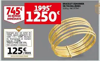 Auchan Bracelet semainier or 750 millièmes offre
