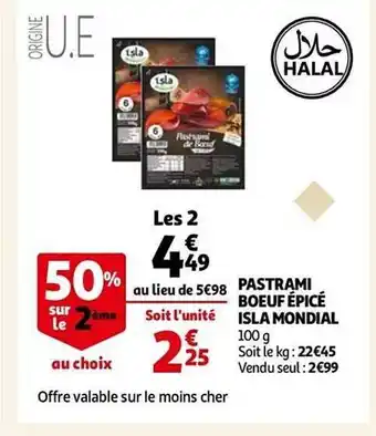Auchan Pastrami bœuf épicé isla mondial offre