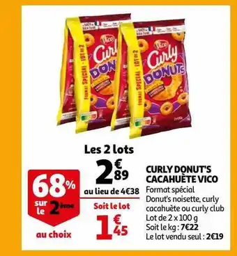 Auchan Curly donut's cacahuète vico offre