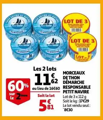 Auchan Morceaux de thon démarche responsable petit navire offre
