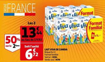 Auchan Lait viva de candia offre