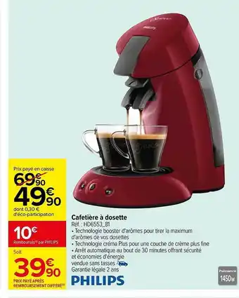 Carrefour Cafetière à dosette philips offre