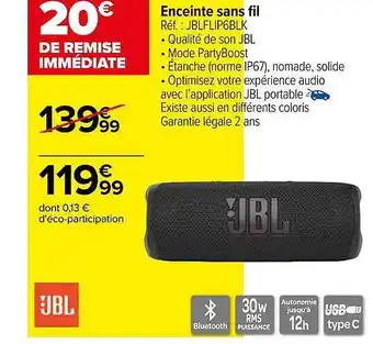 Carrefour Enceinte sans fil jbl offre
