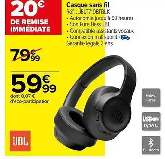 Carrefour Casque sans fil jbl offre