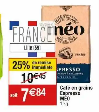 Cora x Carrefour Café en grains espresso méo offre
